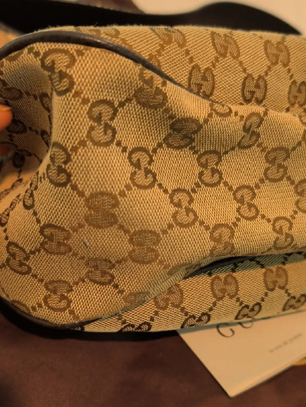 Gucci Brown GG Canvas Pleated Shoulder Bag